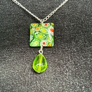 Green Floral Pendant Necklace
